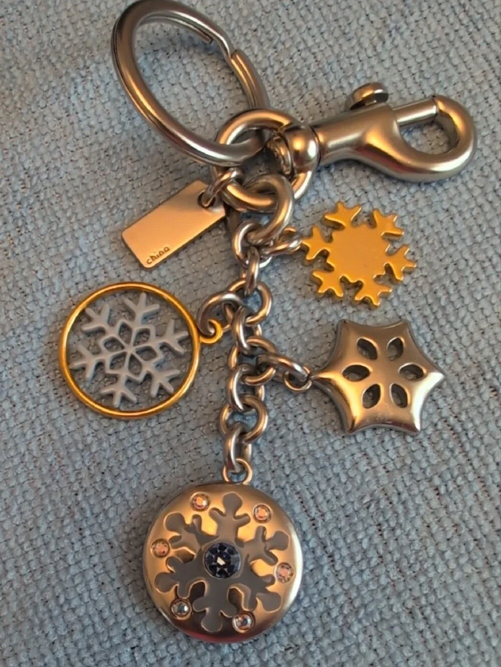 Coach Mixed Metal Snowflake Bag Charm Key Chain